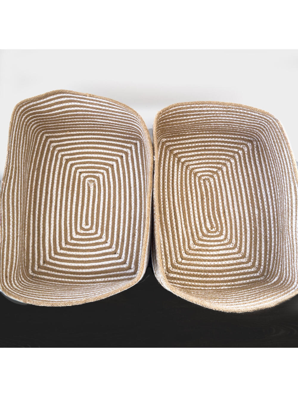 NWT Soft Woven Rope Stripe Pattern Storage Basket Bins - Set of 2 - Picture 3 of 5